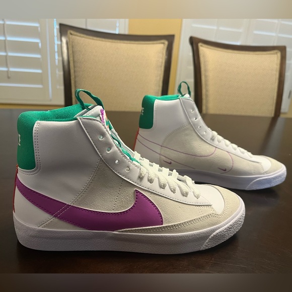 New Nike Blazer Mid 77 White Pink Fuchsia Sneaker Shoes - Picture 3 of 13